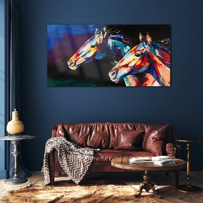 Tableau verre imprimé Chevaux colorés en mouvement