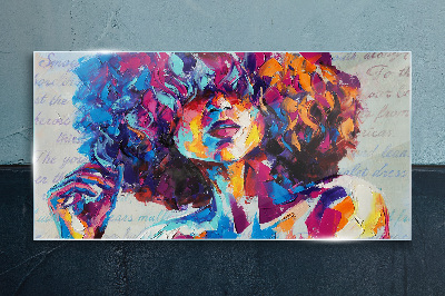 Tableau en verre Expression de portrait coloré