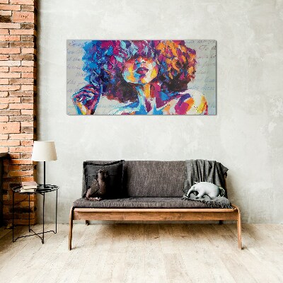 Tableau en verre Expression de portrait coloré