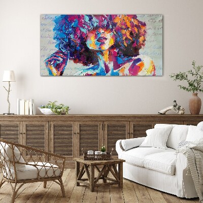 Tableau en verre Expression de portrait coloré