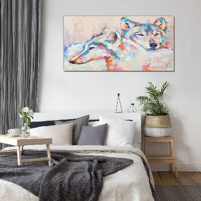 Tableau verre imprimé Loups colorés aux tons pastel