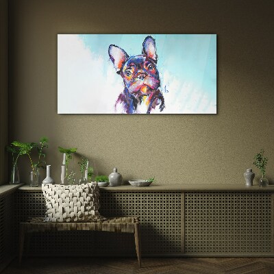 Tableau photo sur verre Portrait coloré d'un bouledogue français