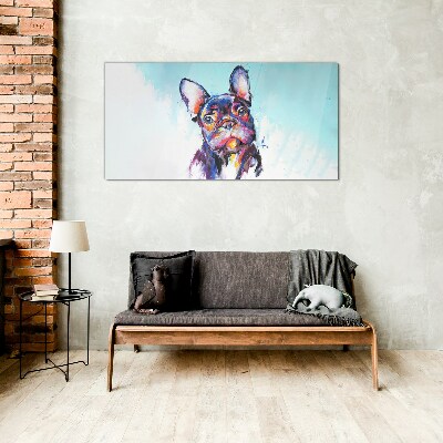 Tableau photo sur verre Portrait coloré d'un bouledogue français
