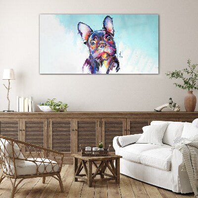 Tableau photo sur verre Portrait coloré d'un bouledogue français