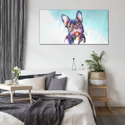 Tableau photo sur verre Portrait coloré d'un bouledogue français