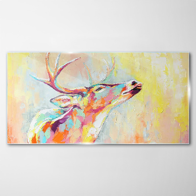 Tableau en verre Un cerf coloré dans un décor pastel