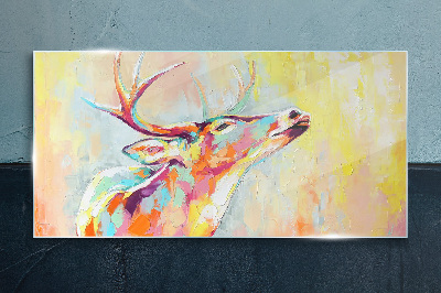 Tableau en verre Un cerf coloré dans un décor pastel