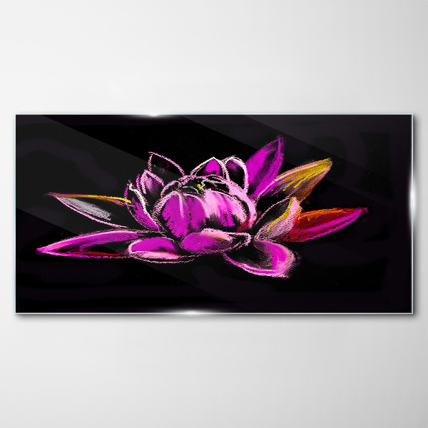 Tableau sur verre Fleur de lotus sur fond noir