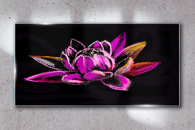 Tableau sur verre Fleur de lotus sur fond noir
