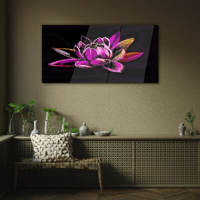 Tableau sur verre Fleur de lotus sur fond noir