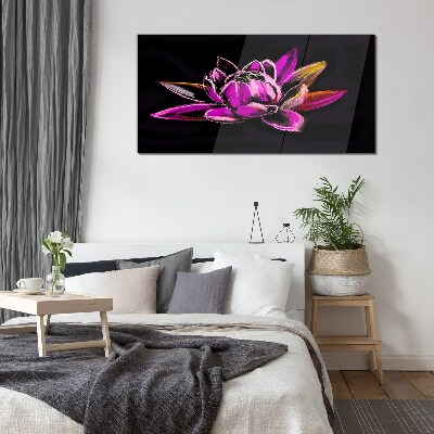 Tableau sur verre Fleur de lotus sur fond noir