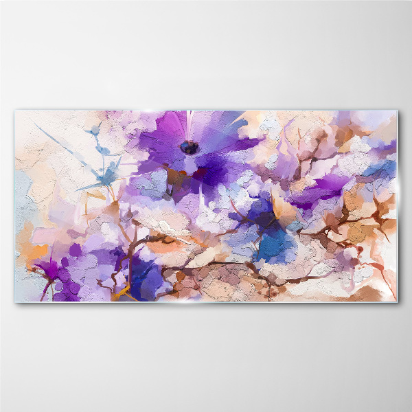 Tableau photo sur verre Abstraction florale en violet