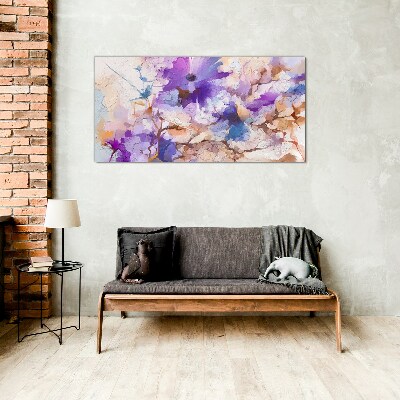 Tableau photo sur verre Abstraction florale en violet