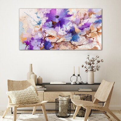 Tableau photo sur verre Abstraction florale en violet
