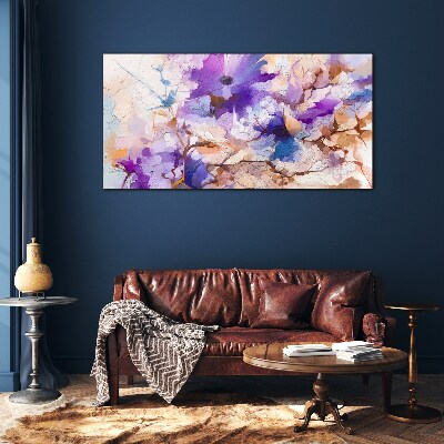 Tableau photo sur verre Abstraction florale en violet