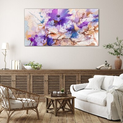 Tableau photo sur verre Abstraction florale en violet