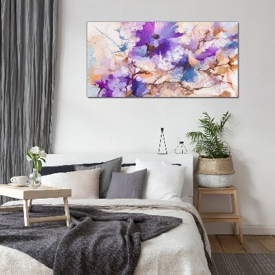 Tableau photo sur verre Abstraction florale en violet