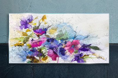 Tableau en verre Une explosion florale de couleurs