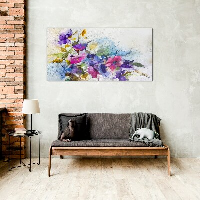 Tableau en verre Une explosion florale de couleurs