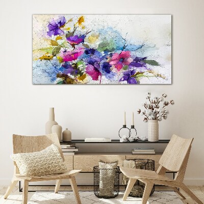 Tableau en verre Une explosion florale de couleurs