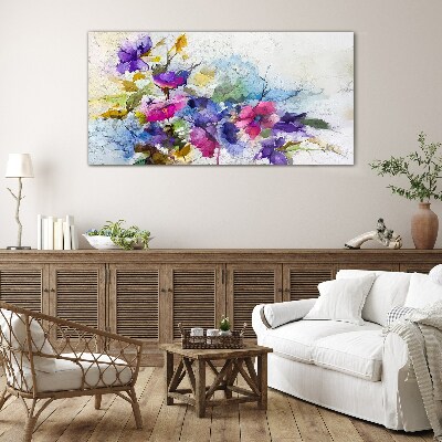 Tableau en verre Une explosion florale de couleurs