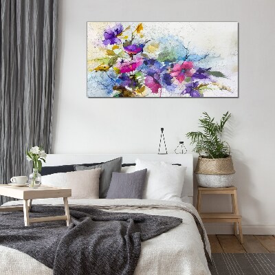 Tableau en verre Une explosion florale de couleurs