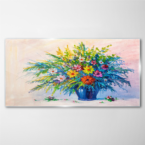 Tableau sur verre Bouquet de fleurs de printemps dans un vase