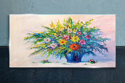 Tableau sur verre Bouquet de fleurs de printemps dans un vase