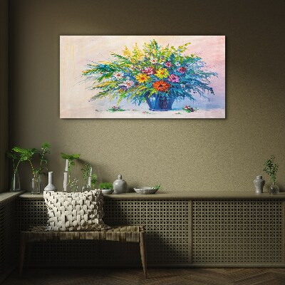 Tableau sur verre Bouquet de fleurs de printemps dans un vase