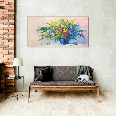 Tableau sur verre Bouquet de fleurs de printemps dans un vase