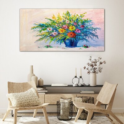 Tableau sur verre Bouquet de fleurs de printemps dans un vase