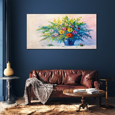 Tableau sur verre Bouquet de fleurs de printemps dans un vase
