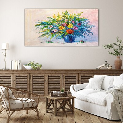 Tableau sur verre Bouquet de fleurs de printemps dans un vase