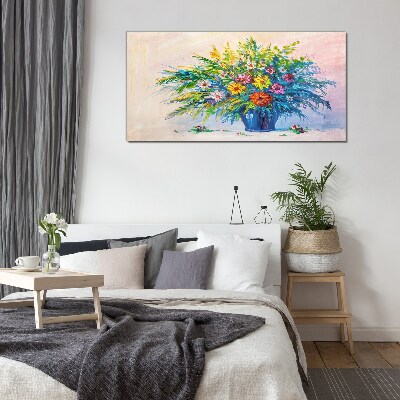 Tableau sur verre Bouquet de fleurs de printemps dans un vase