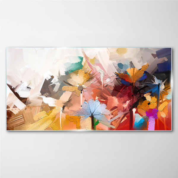 Tableau photo sur verre Fleurs colorées dans un style abstrait