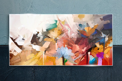 Tableau photo sur verre Fleurs colorées dans un style abstrait