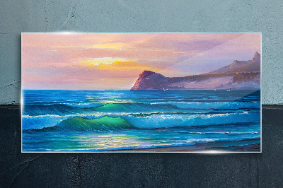 Tableau en verre Une matinée tranquille au bord de l'océan