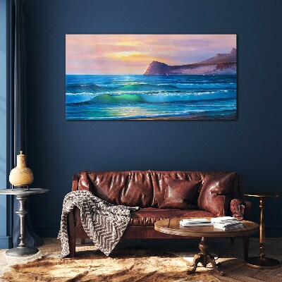 Tableau en verre Une matinée tranquille au bord de l'océan