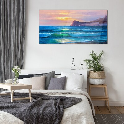 Tableau en verre Une matinée tranquille au bord de l'océan