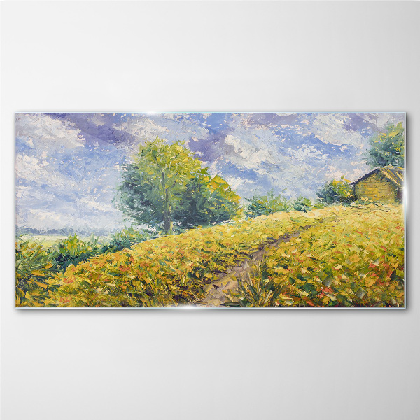 Tableau en verre Paysage de champ d'été