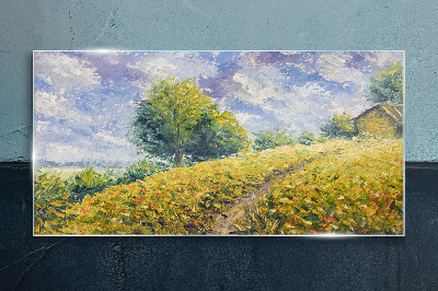 Tableau en verre Paysage de champ d'été