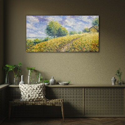 Tableau en verre Paysage de champ d'été