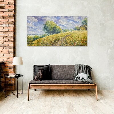 Tableau en verre Paysage de champ d'été
