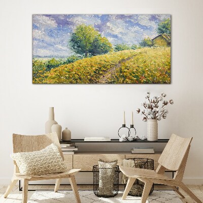 Tableau en verre Paysage de champ d'été