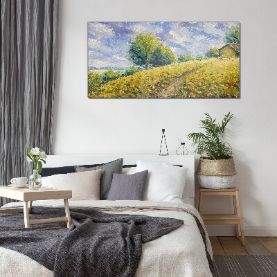 Tableau en verre Paysage de champ d'été