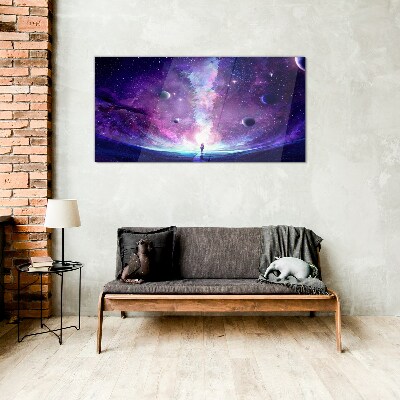 Tableau en verre Un voyage spatial à travers la galaxie