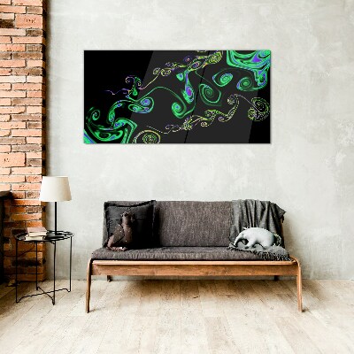 Tableau imprimé sur verre Des vagues de spirales colorées