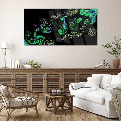 Tableau imprimé sur verre Des vagues de spirales colorées