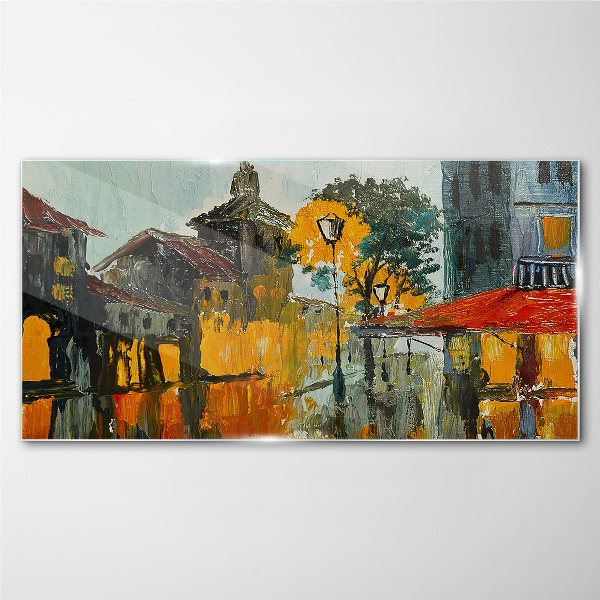 Tableau verre imprimé Le reflet doré du paysage urbain
