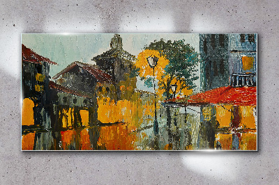 Tableau verre imprimé Le reflet doré du paysage urbain
